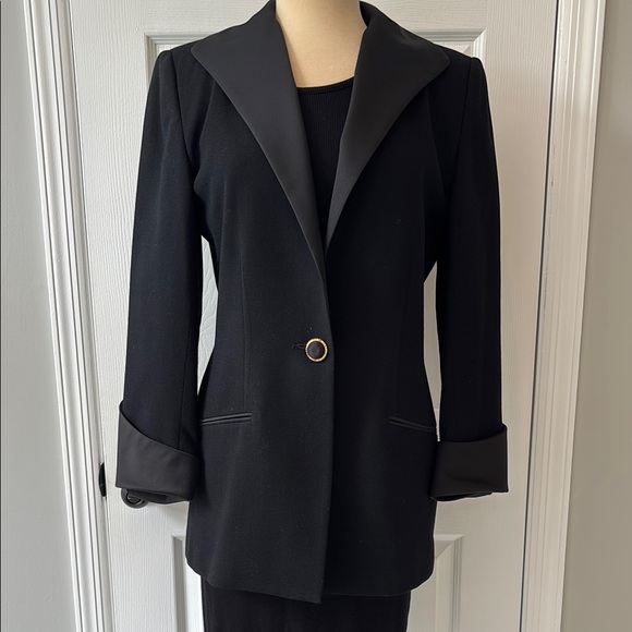 Vintage Bergdorf Goodman Tuxedo Elegant Black Women's Blazer - Picture 1 of 12